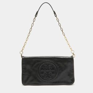 Tory Burch Bombe Reva leather clutch black with gold colored chain